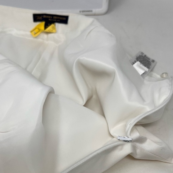 Brooks Brothers White Lined Ankle Pants Size 8 Side Zip Cotton Blend Summertime - Picture 7 of 13